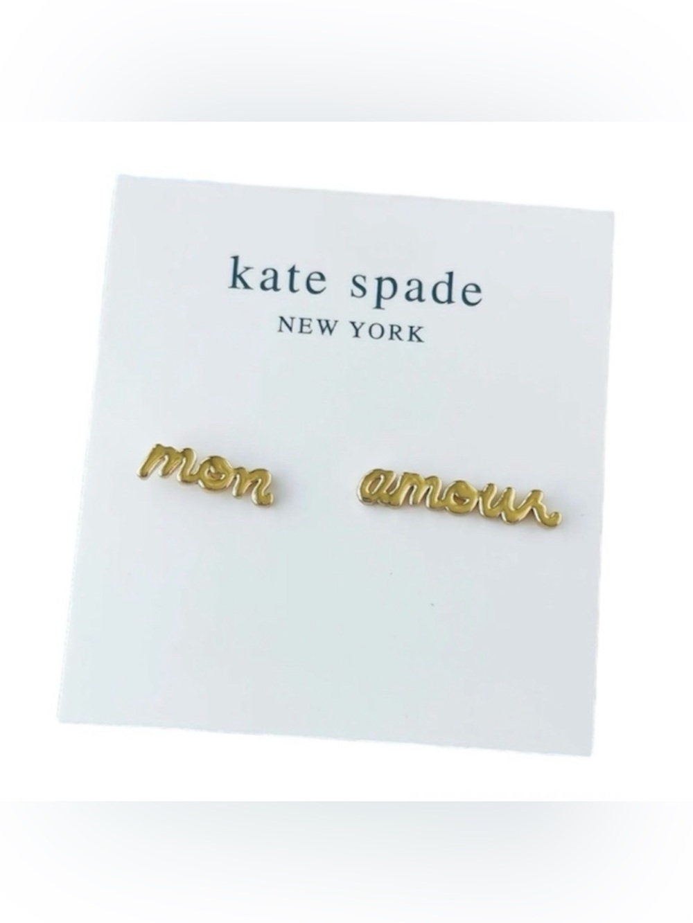 Kate Spade NWT Mon Amour True Love Gold Tone Mismatch Stud Earrings - Picture 7 of 7